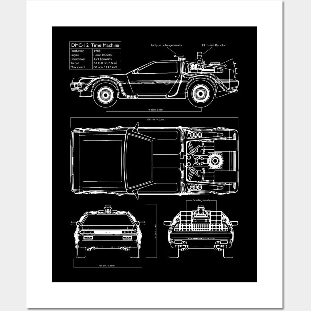 BACK TO THE FUTURE - Time Machine schematics Wall Art by ROBZILLANYC